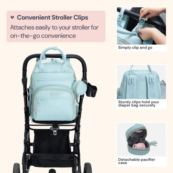 BabbleRoo Diaper Bag – Leather, Waterproof, with Accessories (Blue) - Image 5