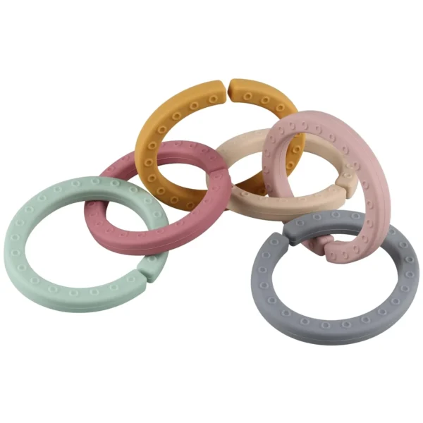 6-Piece Baby Teether & Link Rings – BPA-Free Silicone