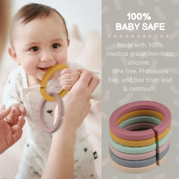 6-Piece Baby Teether & Link Rings – BPA-Free Silicone - Image 4