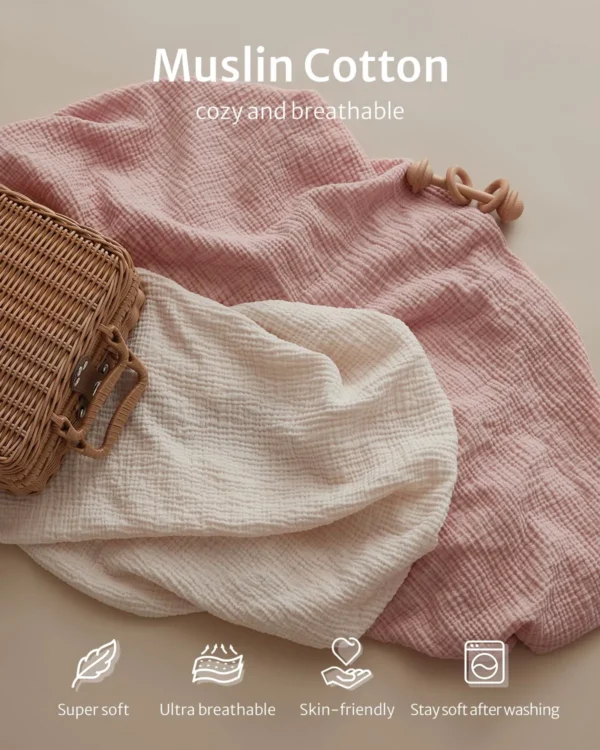 Muslin Changing Pad Covers – 2-Pack, Soft Cotton (Pink & Cream) - Image 5