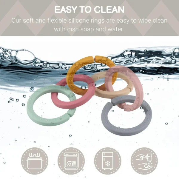 6-Piece Baby Teether & Link Rings – BPA-Free Silicone - Image 2